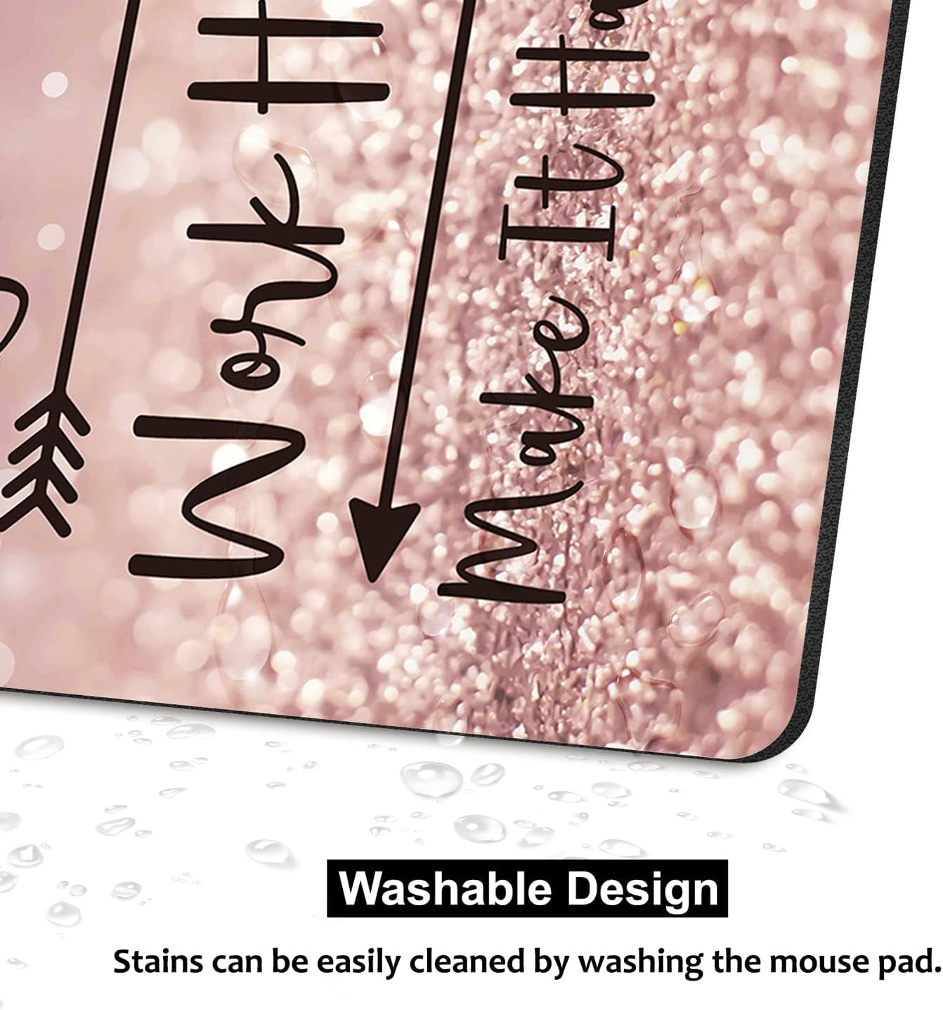 Inspirational Quote Mouse Pad, Mouse Pad for Women Stay Positive Work Hard and Make It Happen 9.5X7.9 Inch (24X20X0.3Cm)